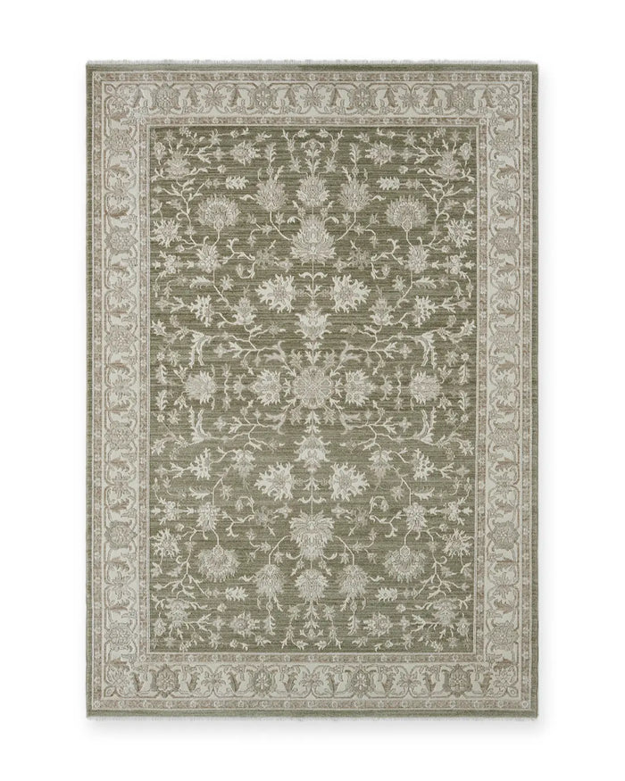 Motcomb Sage Green Traditional Floral Rug
