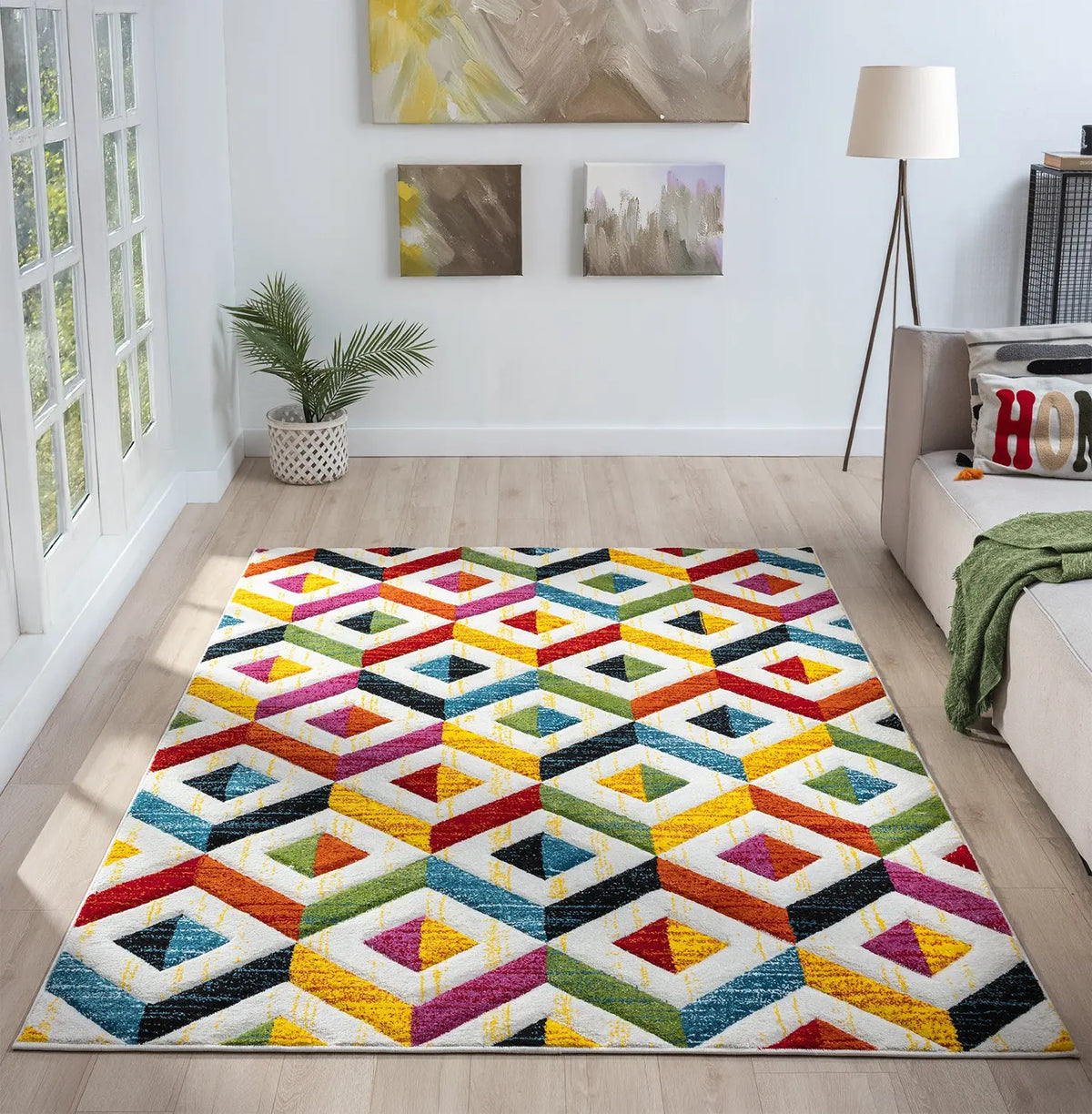 Oriole Rainbow Argyle Rug