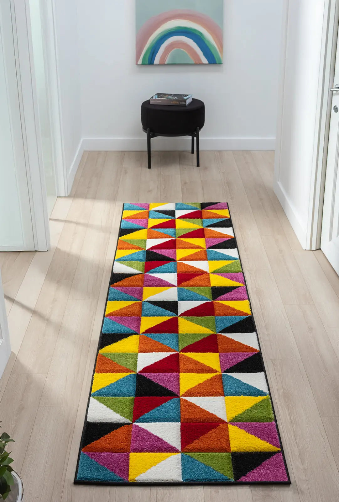 Parakeet Rainbow Geometric Rug