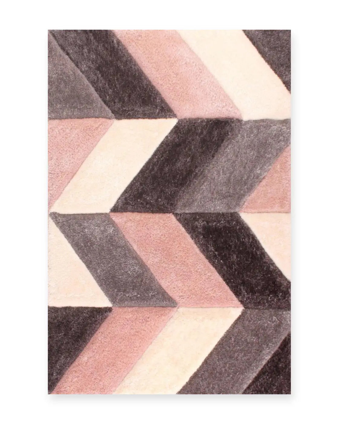 Portland Blush Pink 3D Carved Chevron Shaggy Rug