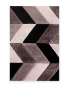 Portland Grey 3D Carved Chevron Shaggy Rug