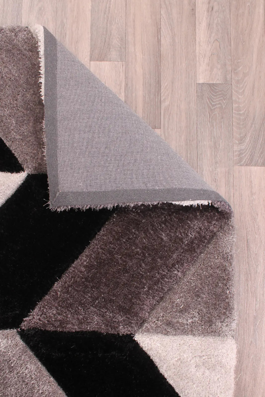 Portland Grey 3D Carved Chevron Shaggy Rug
