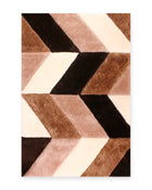 Portland Natural Brown 3D Carved Chevron Shaggy Rug