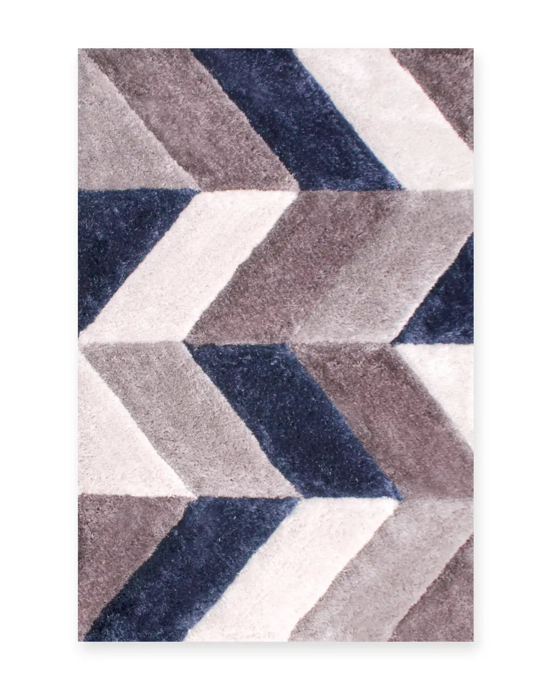 Portland Navy 3D Carved Chevron Shaggy Rug