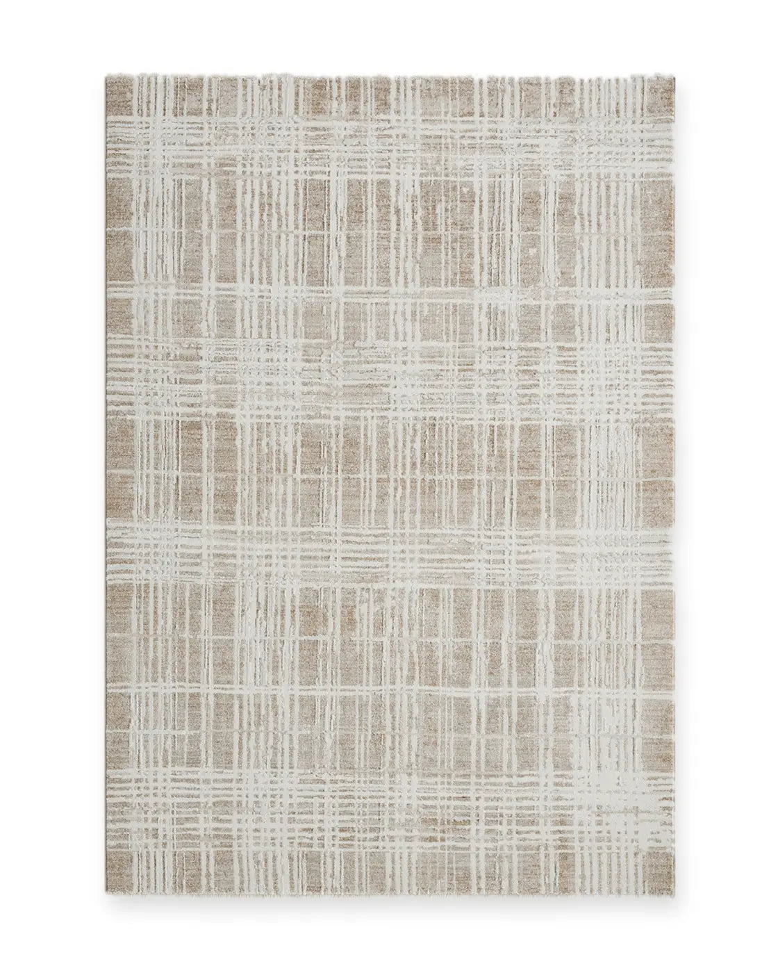 Quartz Grey & Beige Textured Check Rug