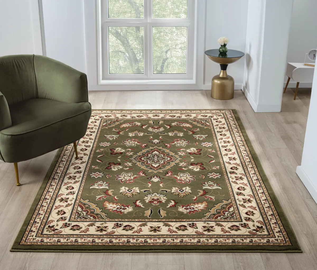 Regent Olive Green Traditional Persian-Style Rug