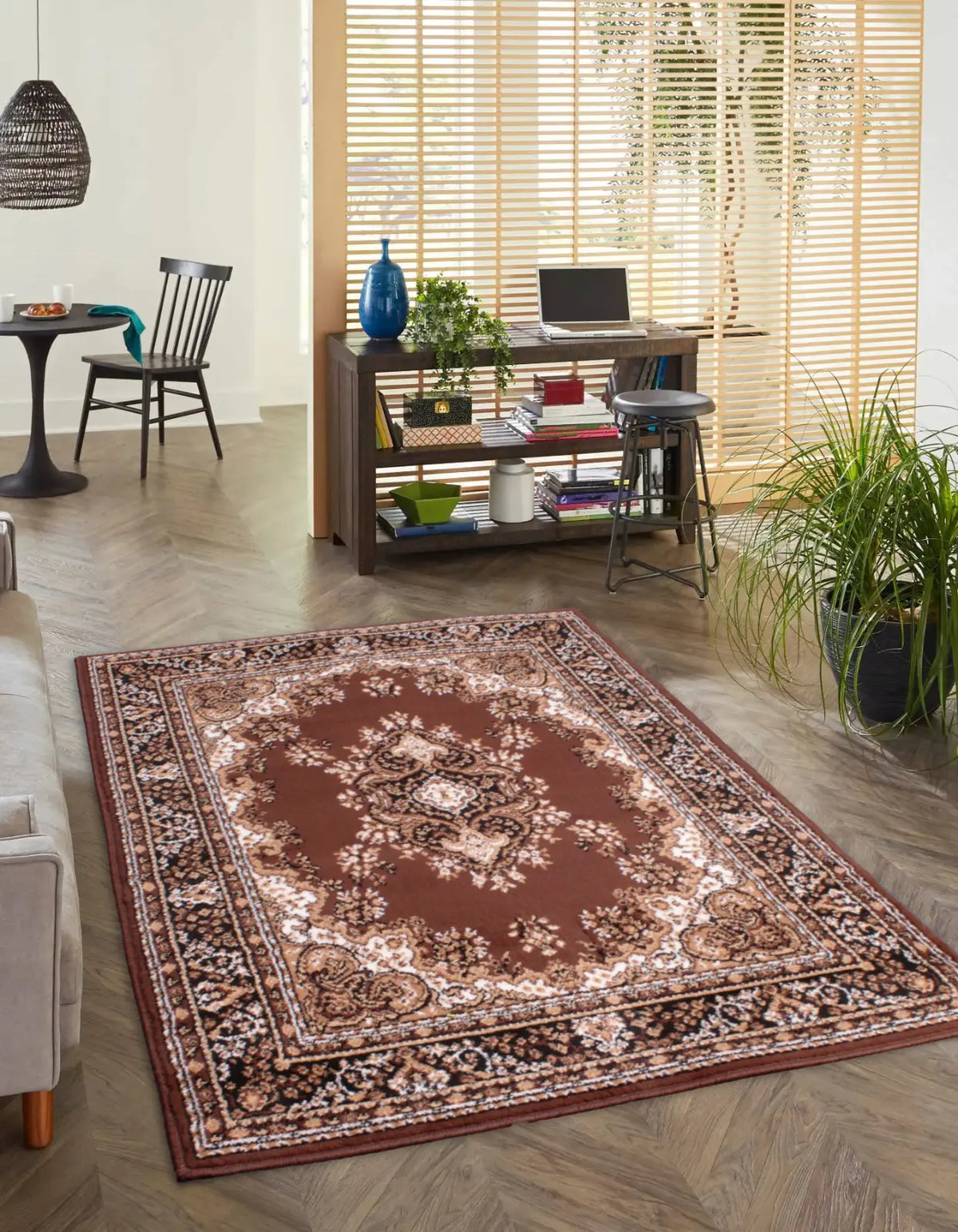 Richmond Chocolate Brown Traditional Medallion Rug