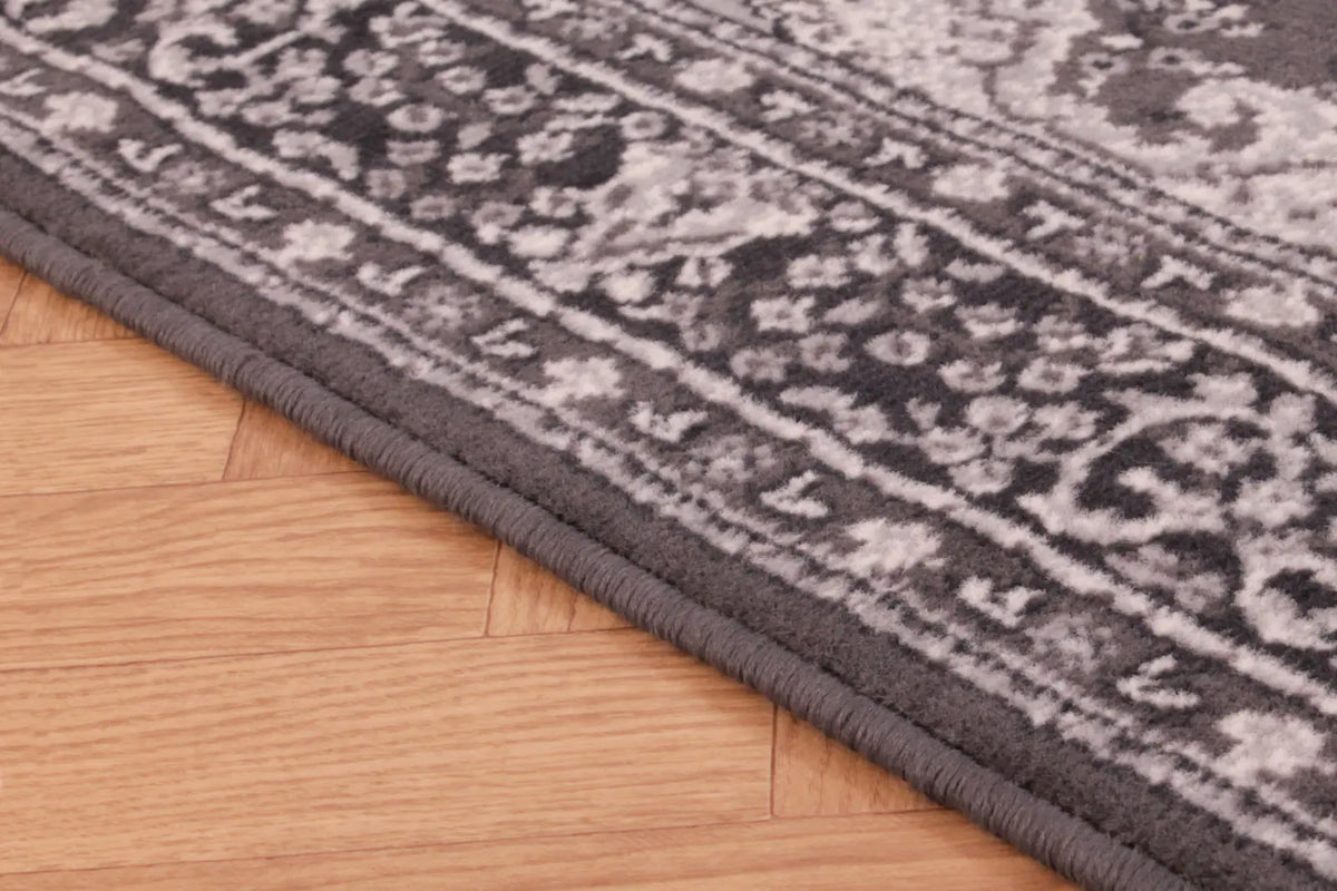 Richmond Dark Grey Traditional Medallion Rug
