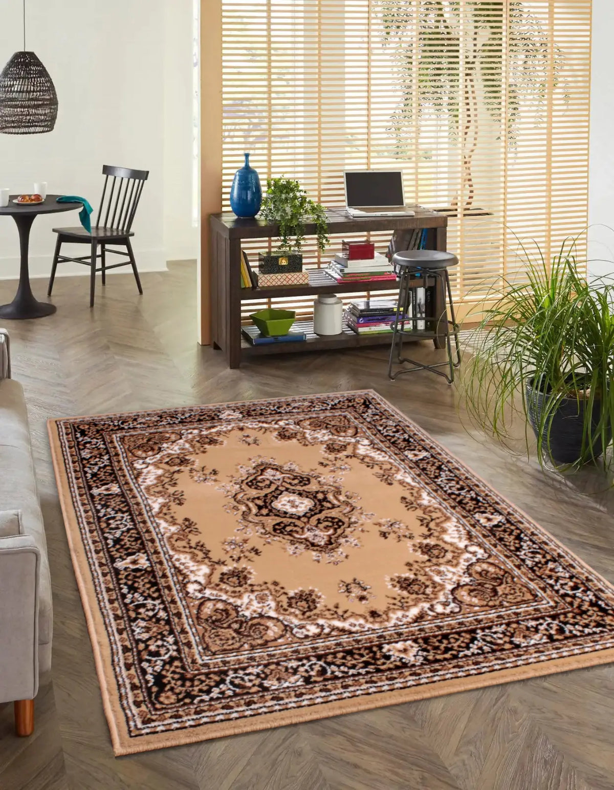 Richmond Mustard Traditional Medallion Rug