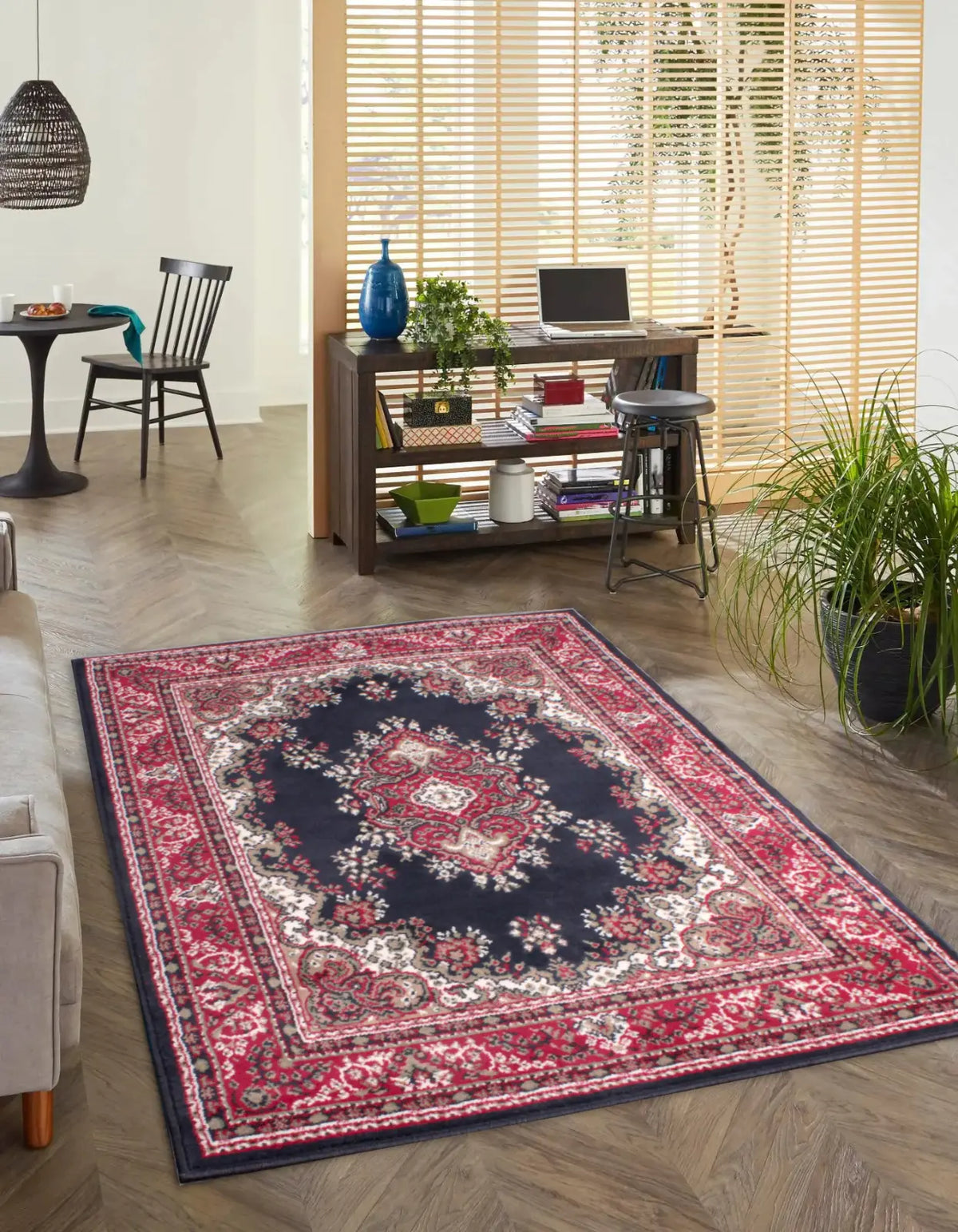 Richmond Navy Traditional Medallion Rug