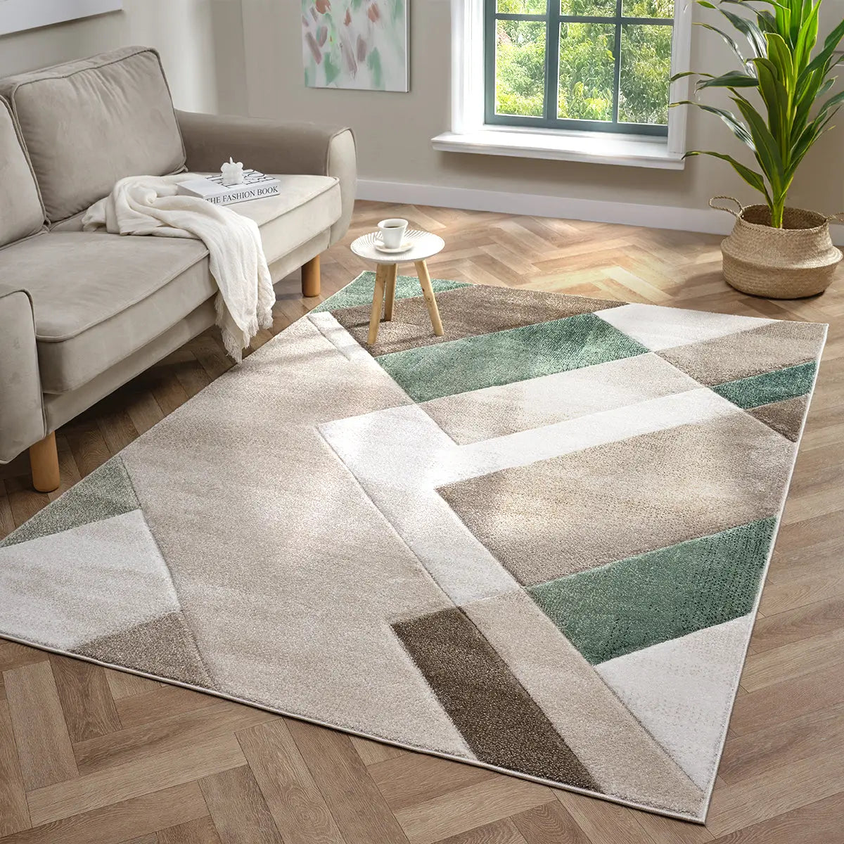 Ridge Sage Green Geometric Rug