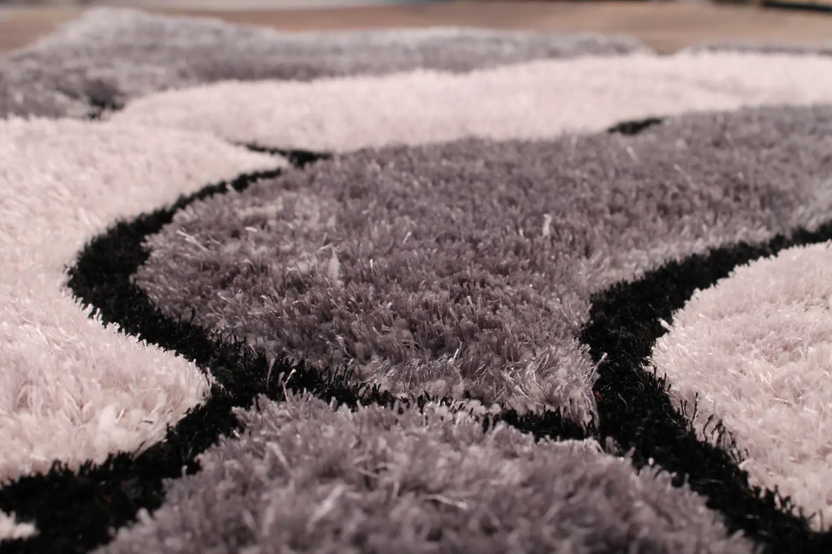 Rosa Charcoal 3D Carved Rose Shaggy Rug