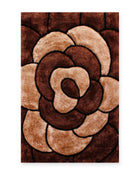 Rosa Chocolate Brown 3D Carved Rose Shaggy Rug