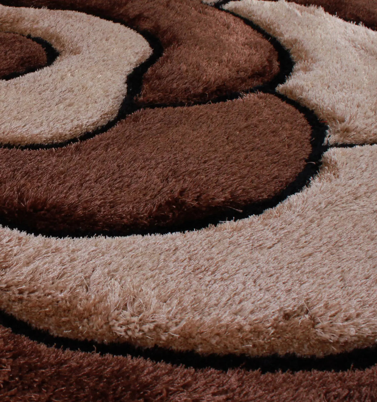 Rosa Chocolate Brown 3D Carved Rose Shaggy Rug