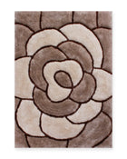 Rosa Natural Beige 3D Carved Rose Shaggy Rug