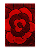 Rosa Red 3D Carved Rose Shaggy Rug