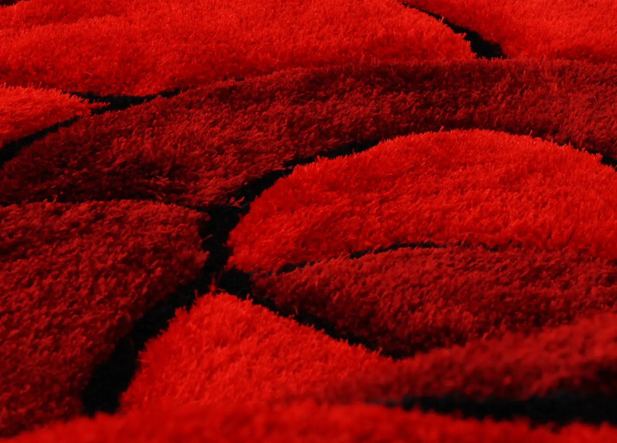 Rosa Red 3D Carved Rose Shaggy Rug