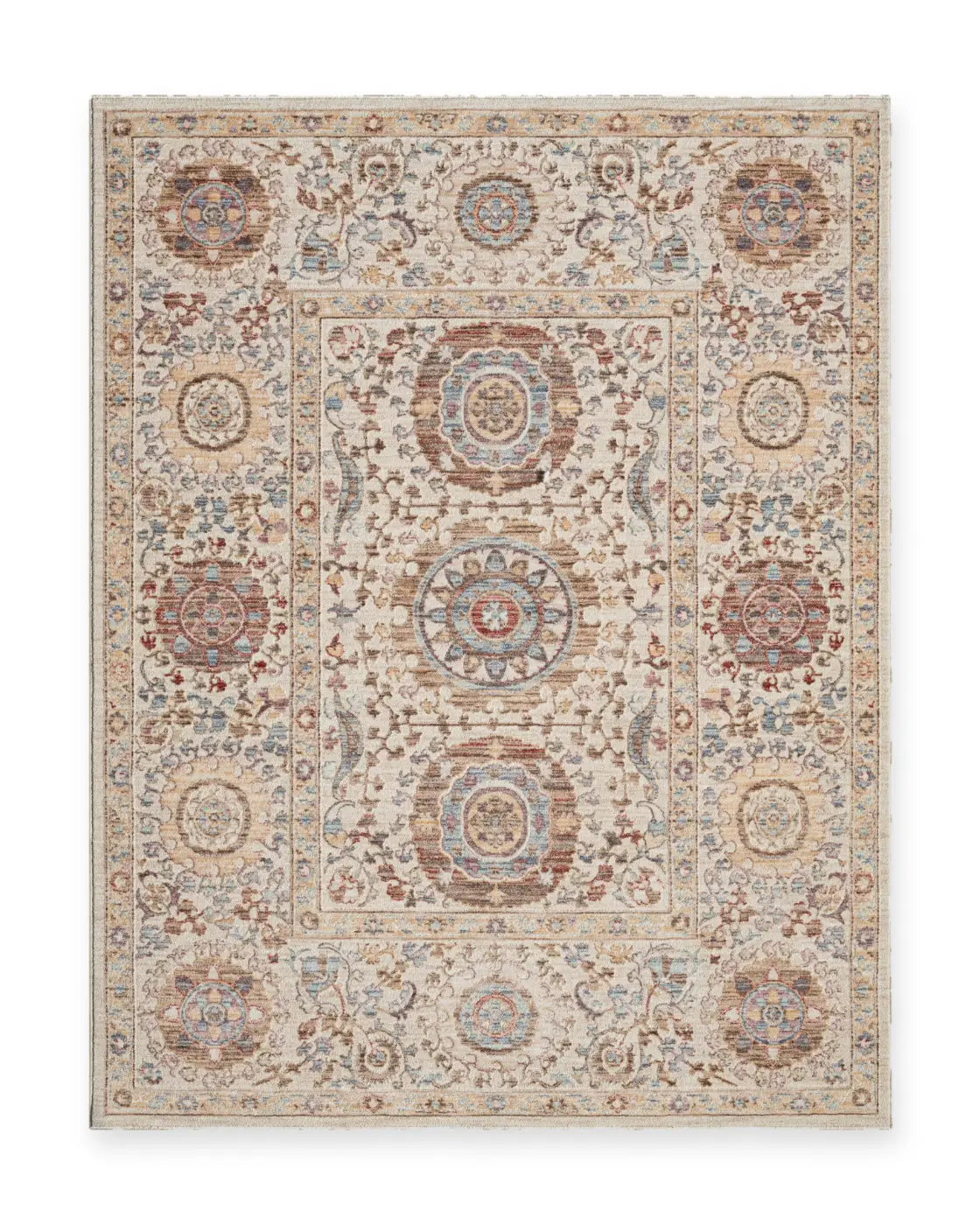 Rosalind Beige & Light Brown Vintage Rosette Rug