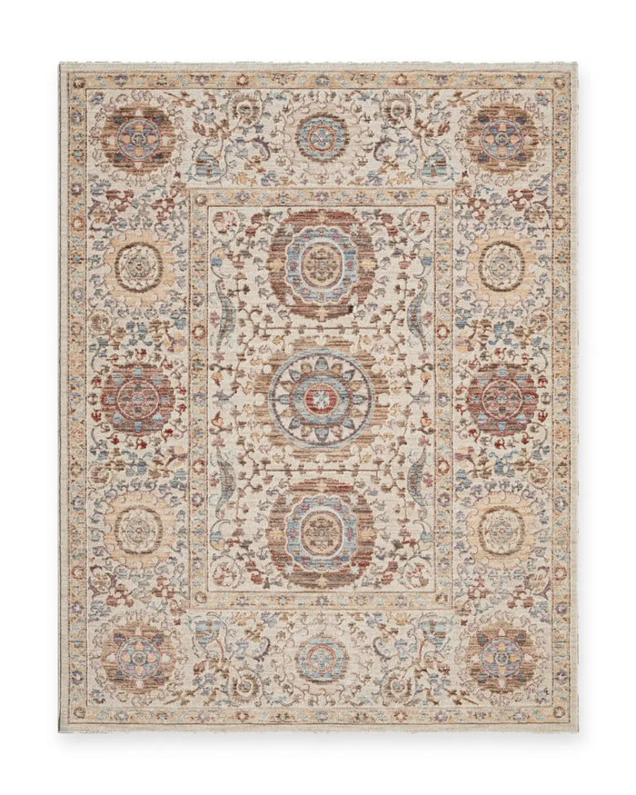 Rosalind Beige & Light Brown Vintage Rosette Rug