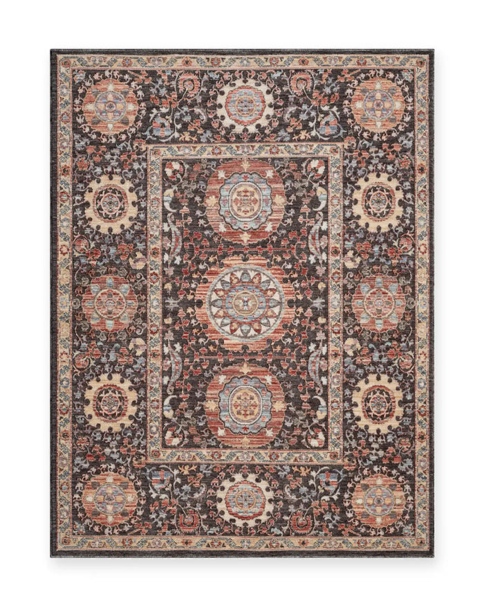 Rosalind Charcoal & Rose Vintage Rosette Rug