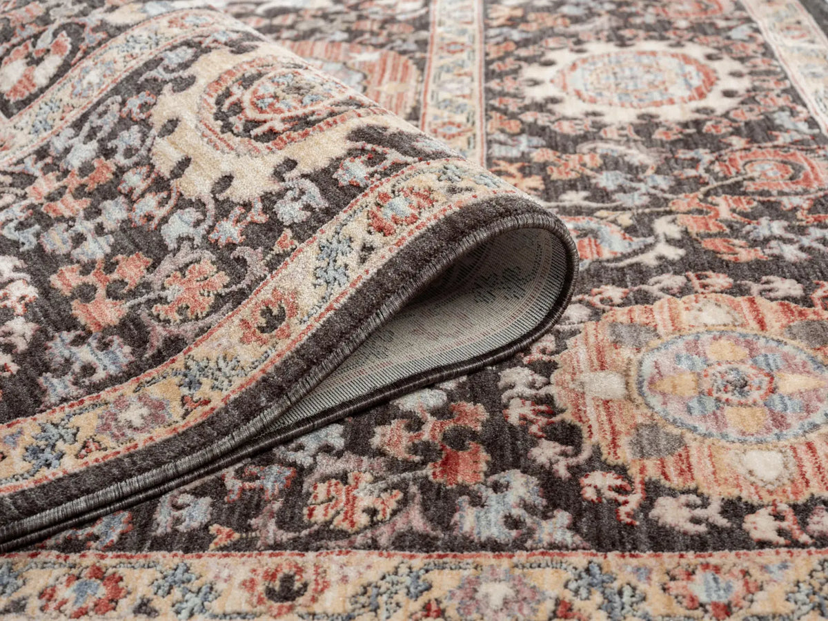 Rosalind Charcoal & Rose Vintage Rosette Rug