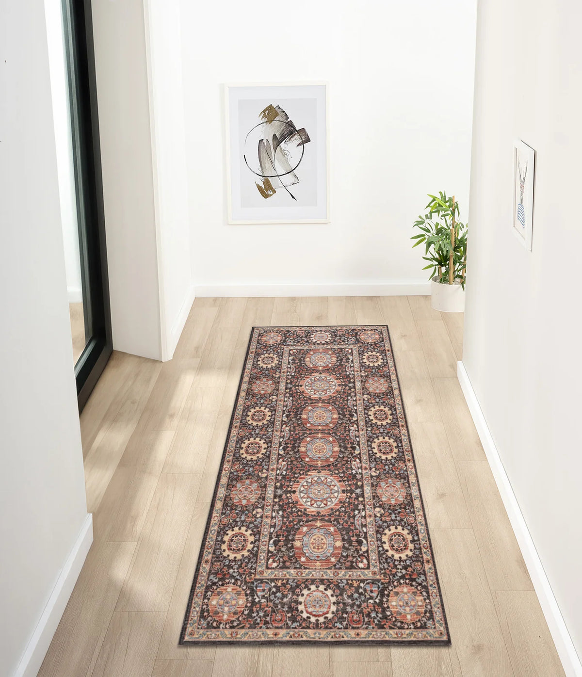 Rosalind Charcoal & Rose Vintage Rosette Rug