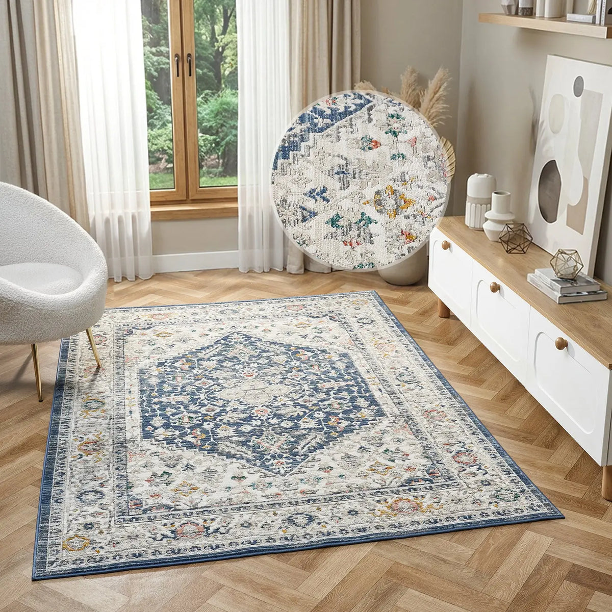 Rowan Navy Vintage Medallion Rug