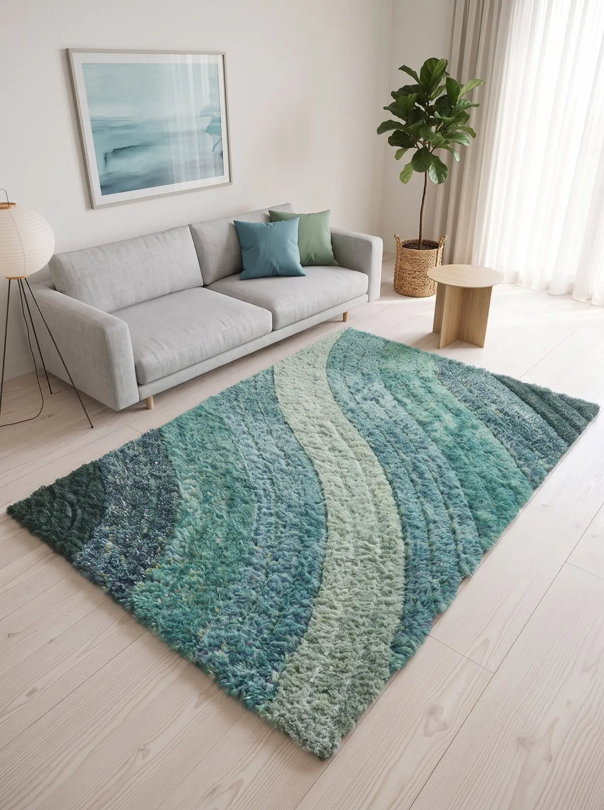 Samba Blue Wave Shaggy Rug