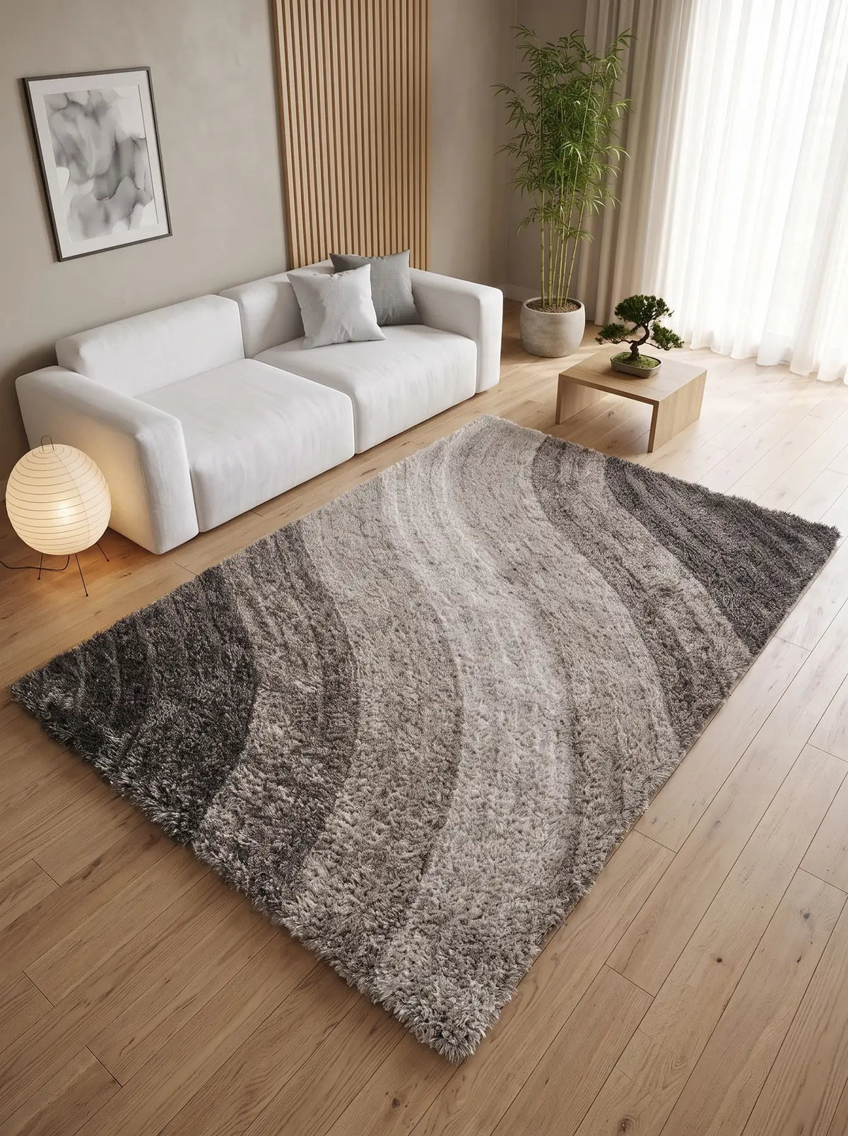 Samba Grey Wave Shaggy Rug