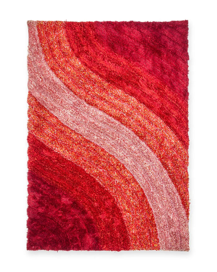 Samba Red Wave Shaggy Rug