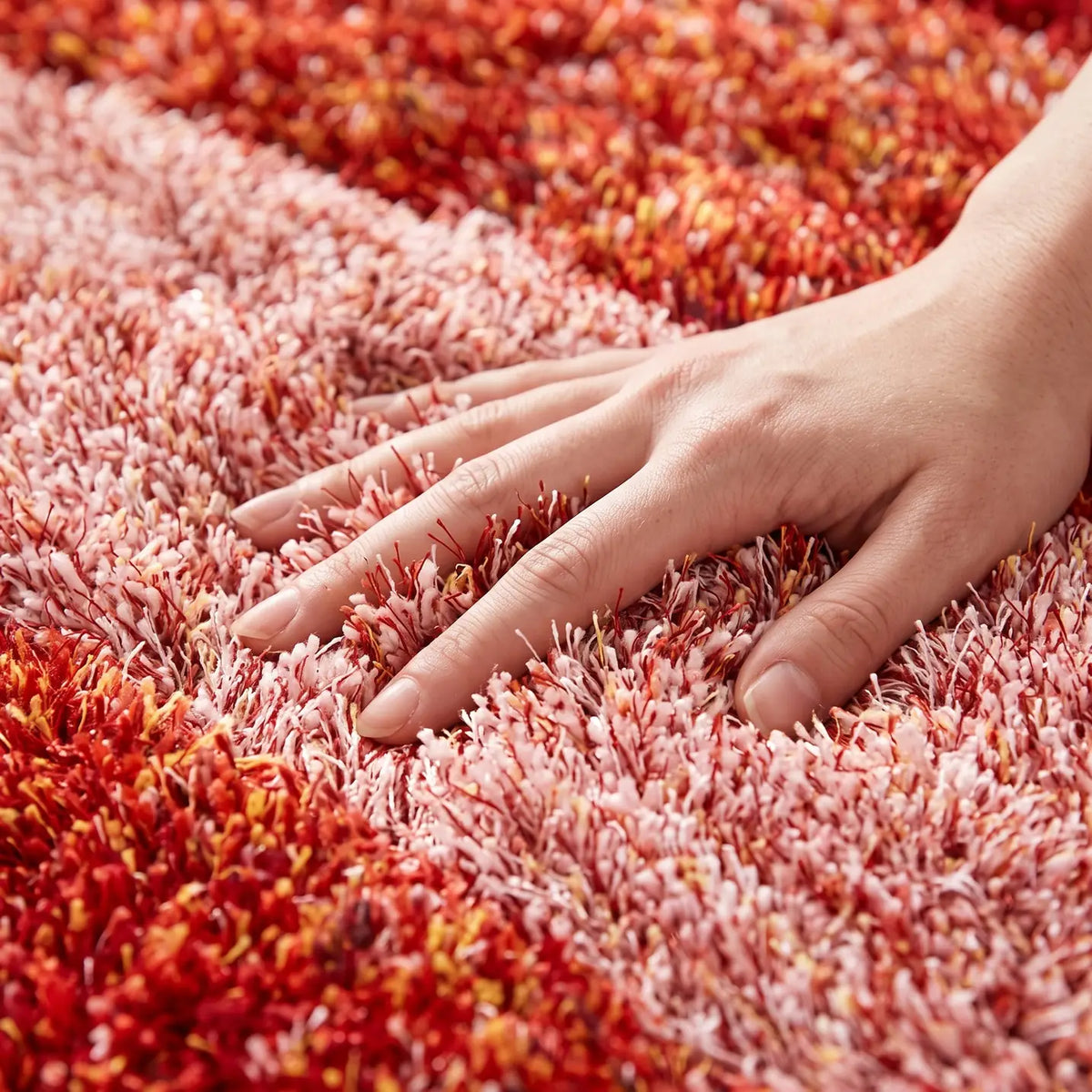 Samba Red Wave Shaggy Rug