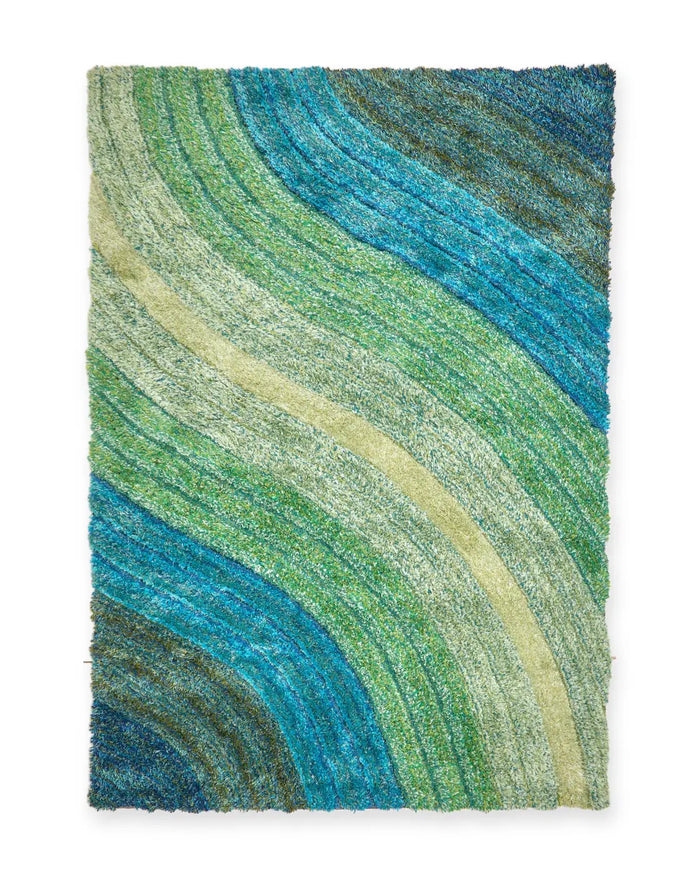 Samba Teal Wave Shaggy Rug