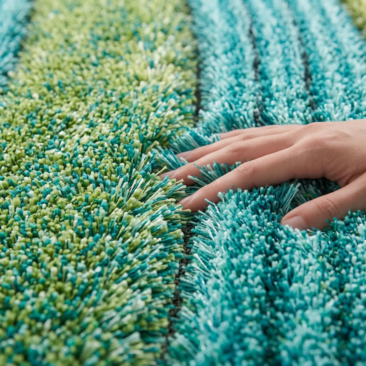 Samba Teal Wave Shaggy Rug