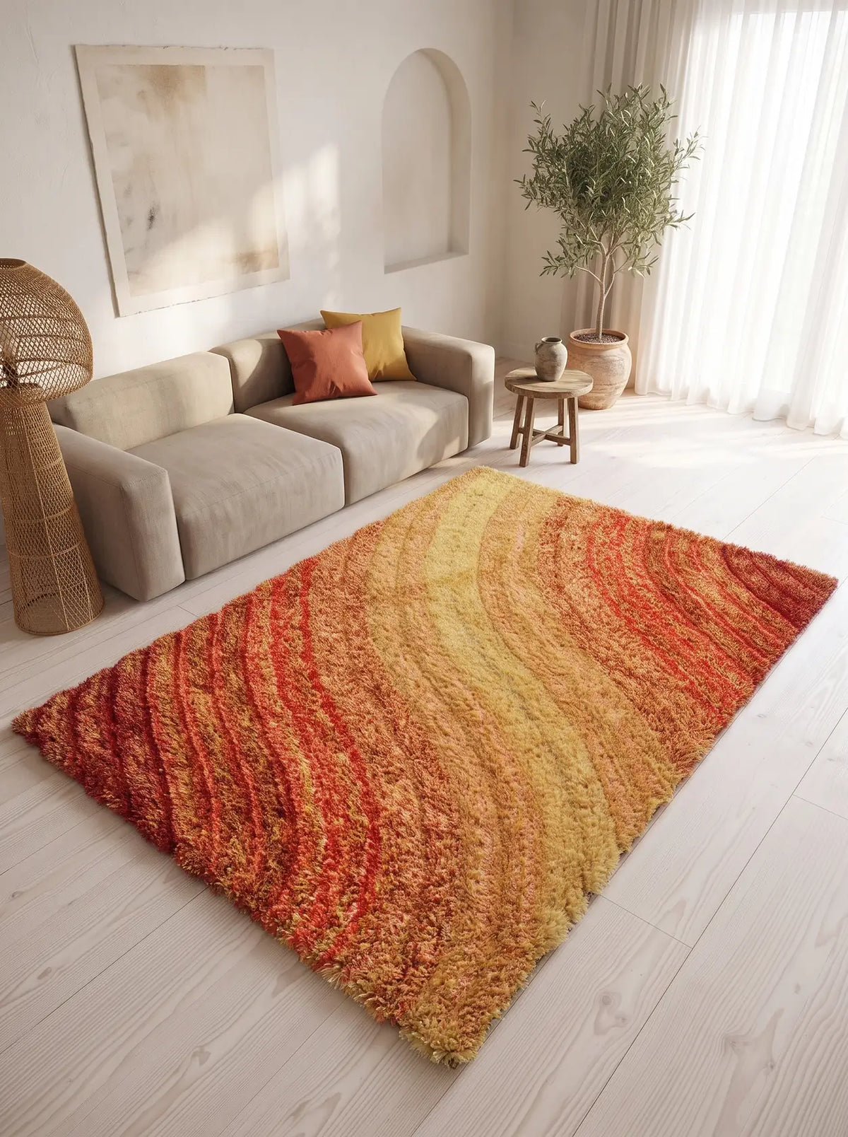 Samba Terracotta Wave Shaggy Rug