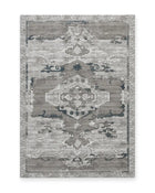 Severn Grey & Blue Textured Tribal Rug