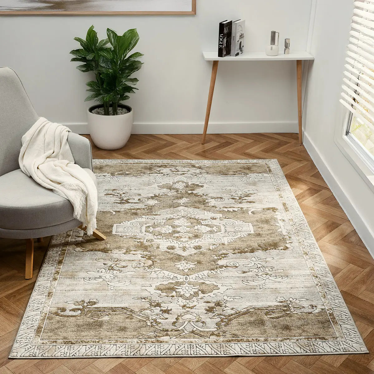 Severn Natural Textured Tribal Rug
