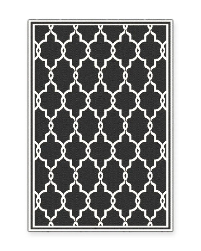 Seville Black Moroccan Tile Outdoor Rug