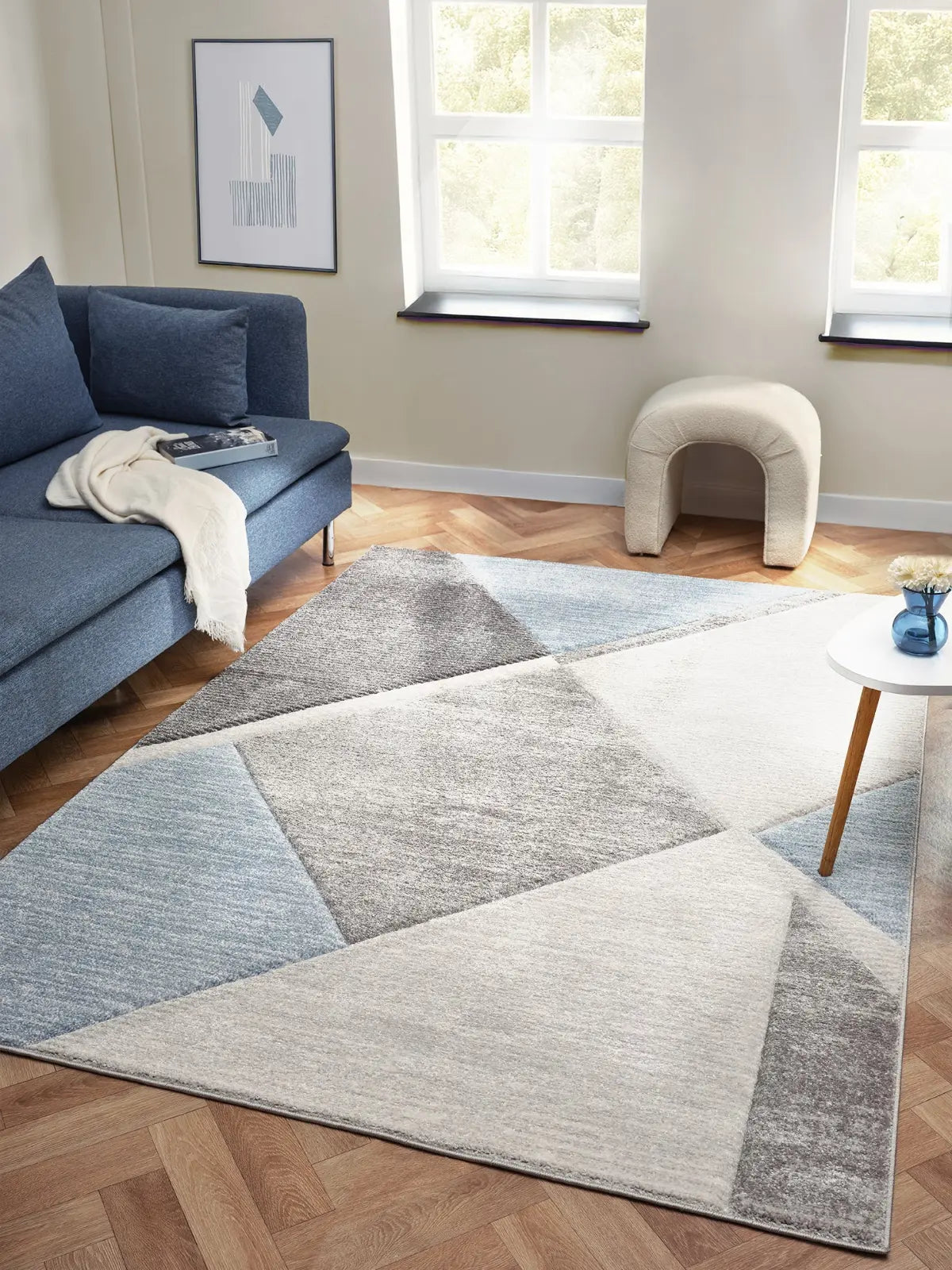 Solstice Powder Blue Geometric Rug