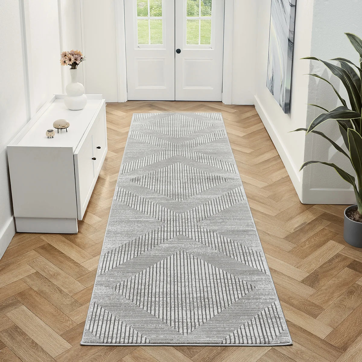 Tamar Grey Textured Diamond Rug