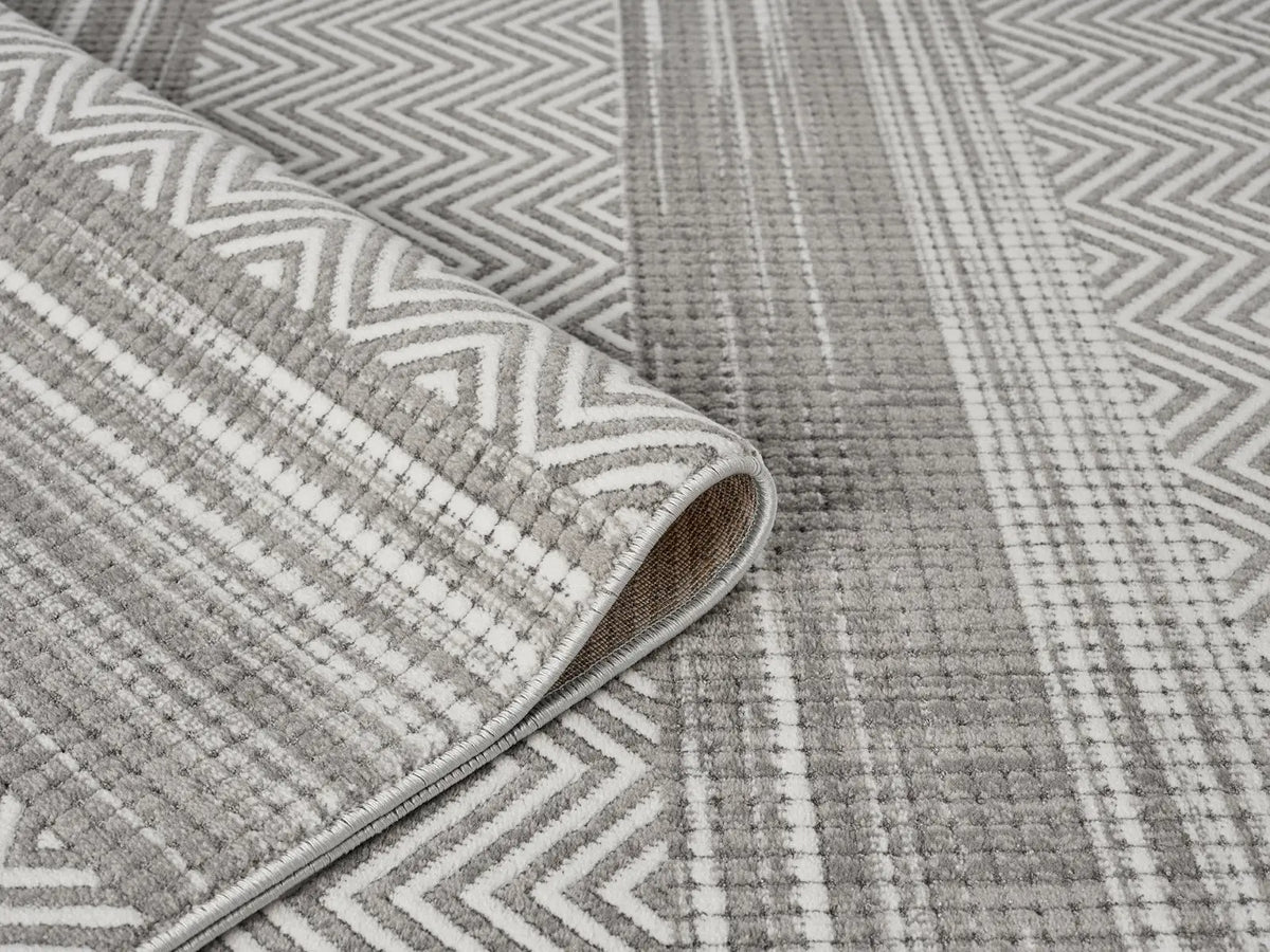 Tees Grey Textured Chevron Rug
