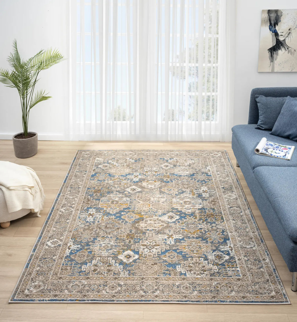 Tetbury Blue Distressed Vintage Rug