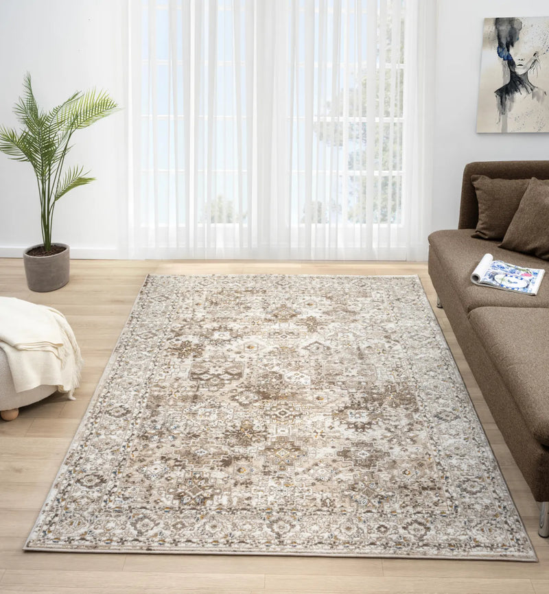 Tetbury Cream & Beige Distressed Vintage Rug