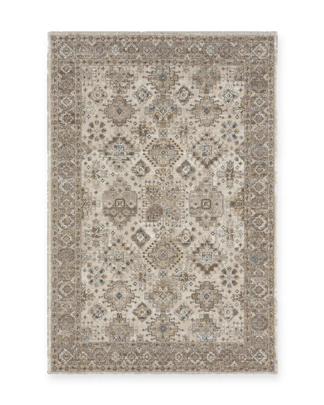 Tetbury Cream & Brown Distressed Vintage Rug