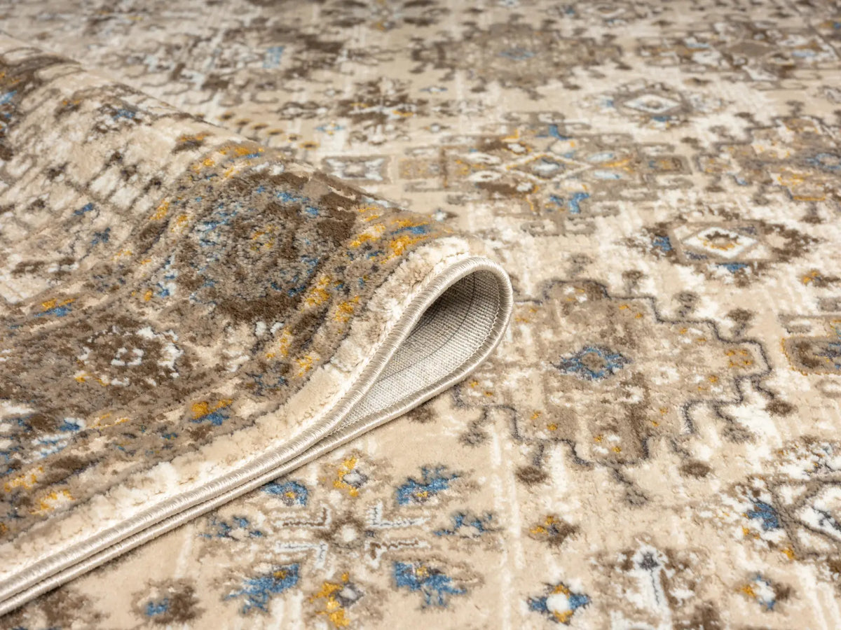 Tetbury Cream & Brown Distressed Vintage Rug