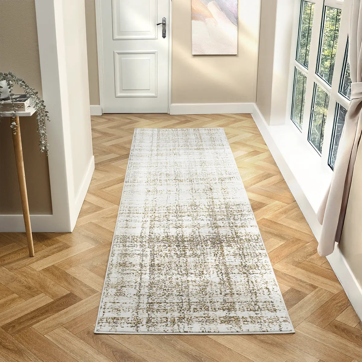 Tweed Natural Textured Check Rug