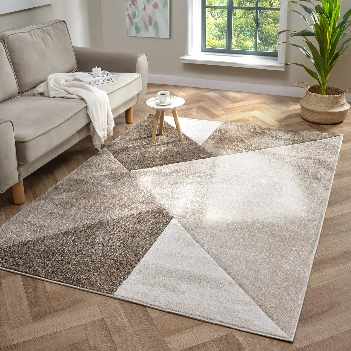 Vertex Beige Geometric Rug