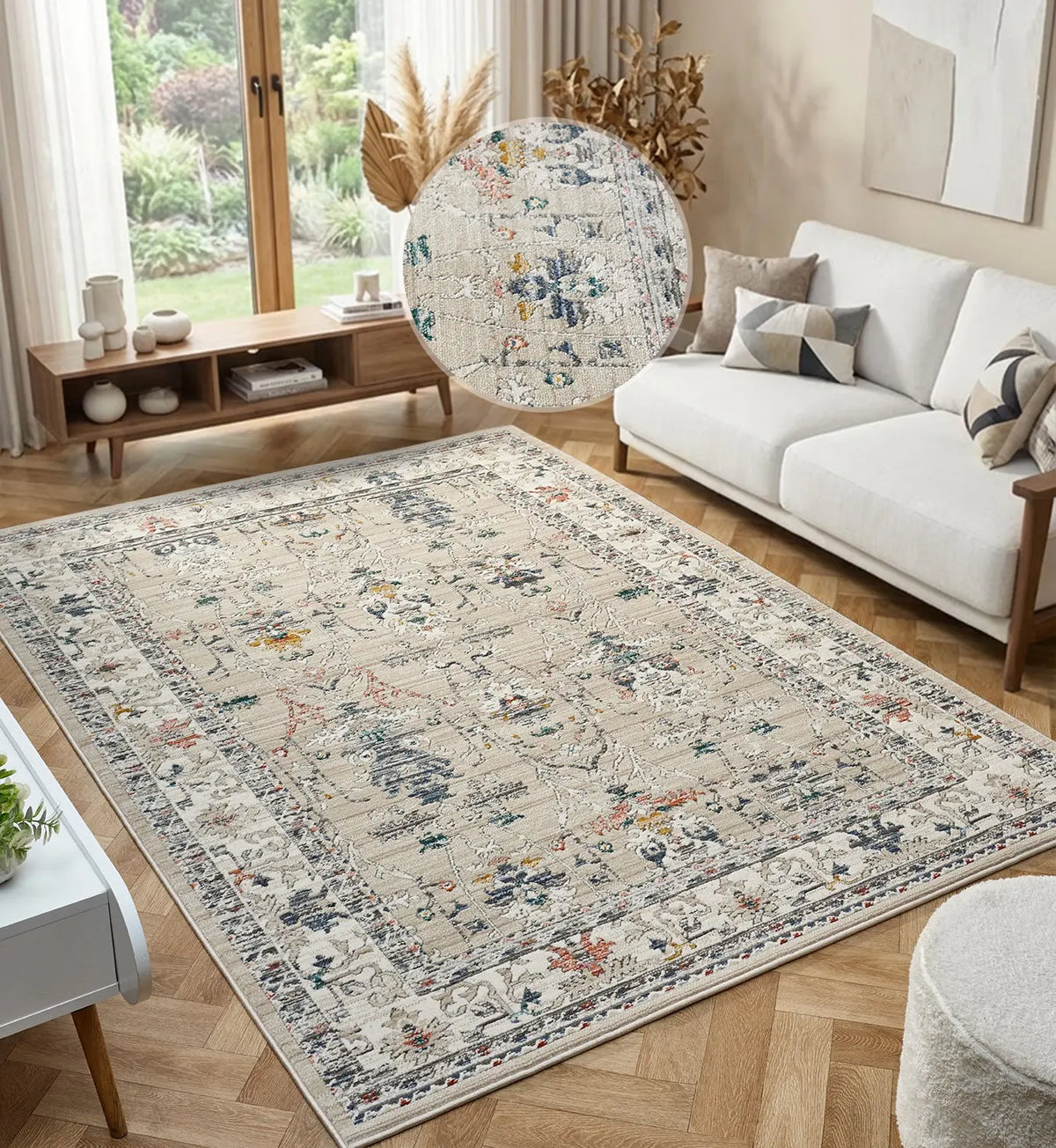 Willow Beige Vintage Floral Rug