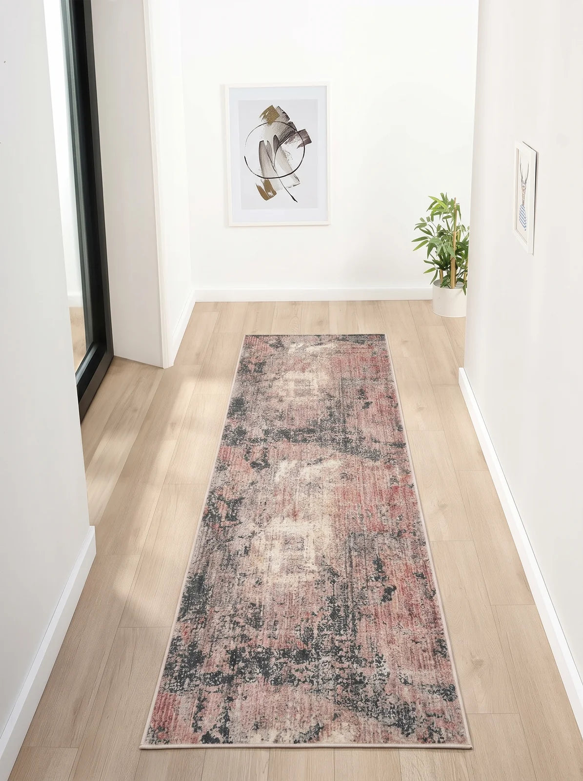 Winifred Charcoal & Rose Distressed Abstract Rug