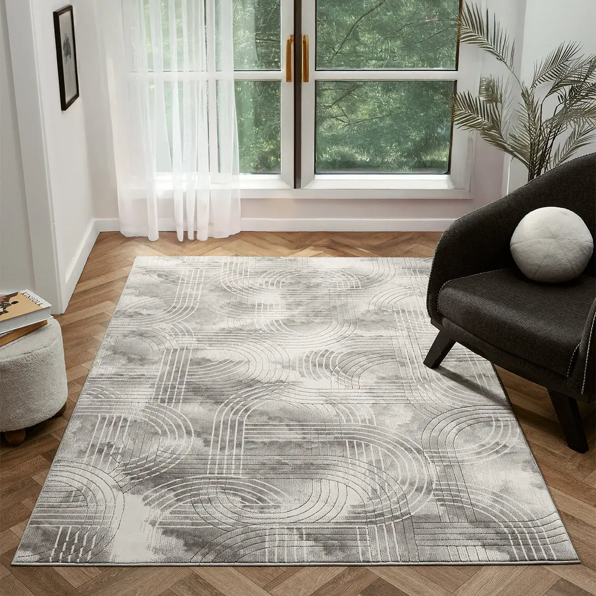 Wye Grey Textured Arch Rug