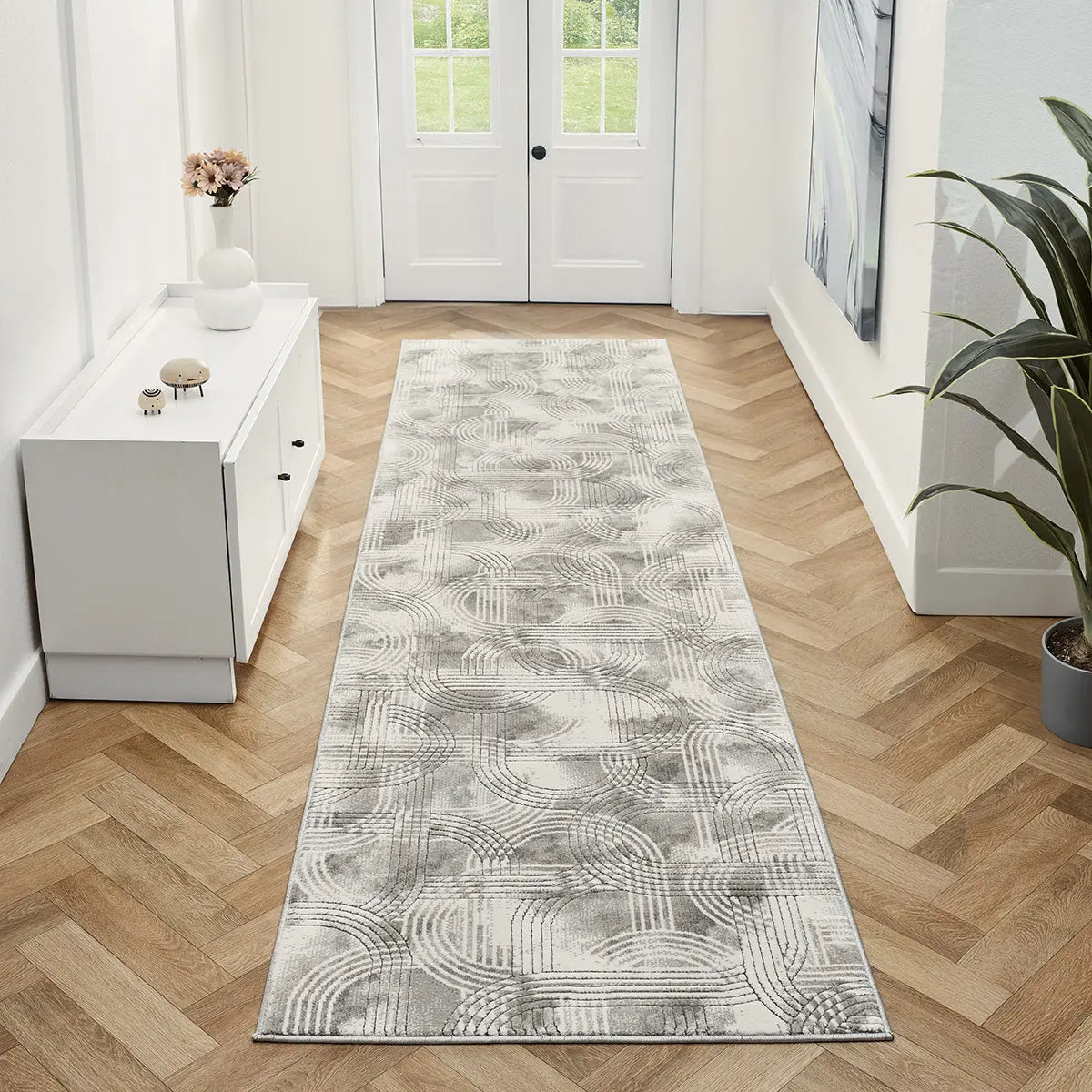 Wye Grey Textured Arch Rug